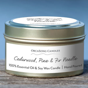 Cedarwood, Pine, & Fir Needle - 6 oz. Travel Tin Candle