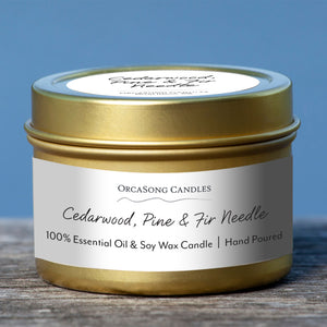 Cedarwood, Pine, & Fir Needle - 2 oz. Gold Mini Tin Candle