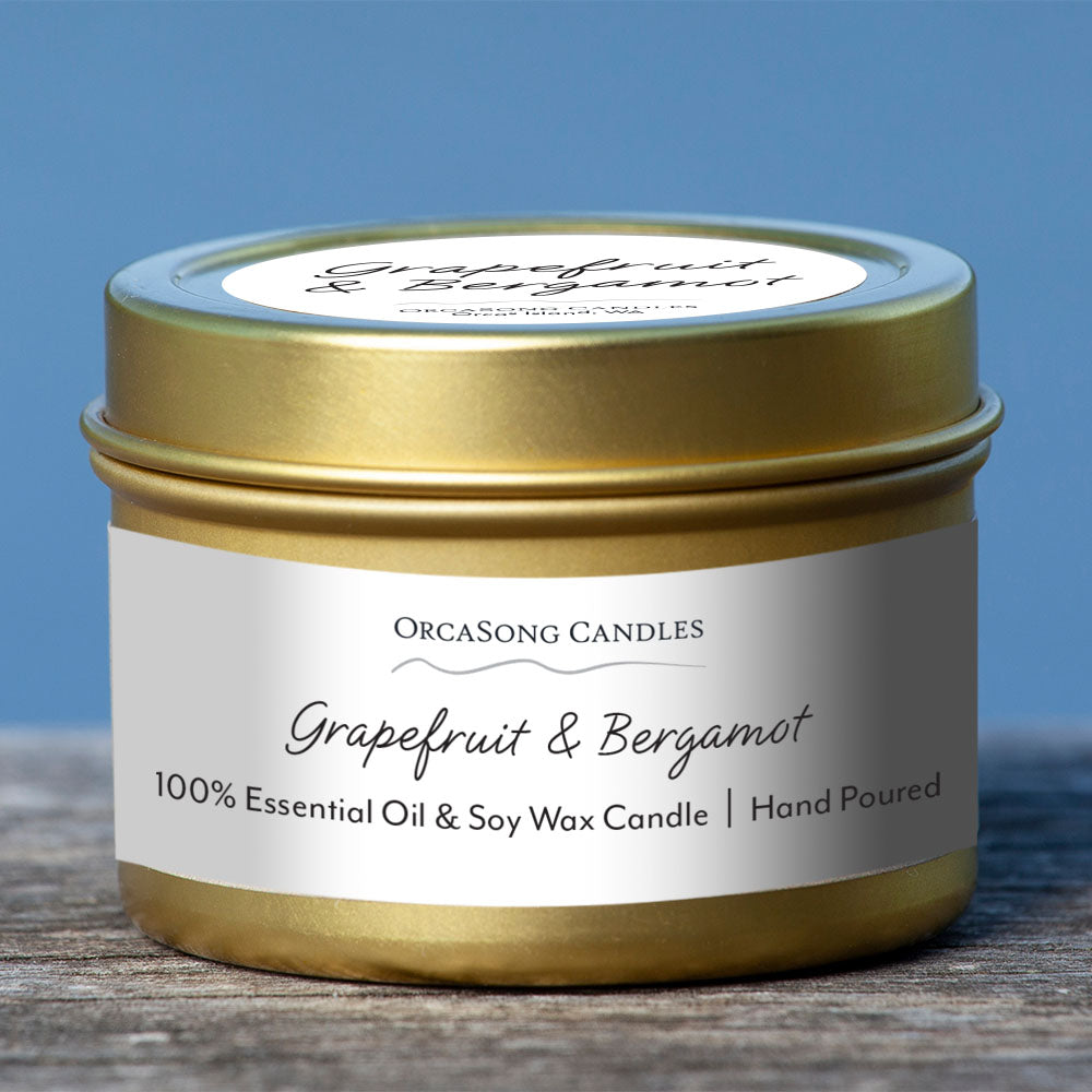Grapefruit & Bergamot - 2 oz. Gold Mini Tin Candle
